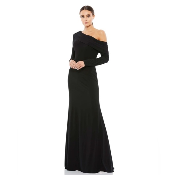 Mac Duggal 26595 NWT DROP SHOULDER LONG SLEEVE COLUMN GOWN - Picture 1 of 7